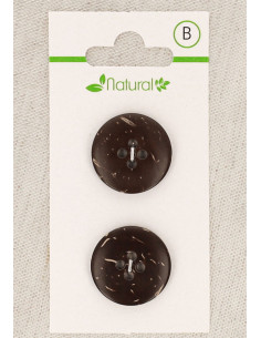 Cartão de 2 botões de madeira escura 20 mm 4 furos - Redondos
