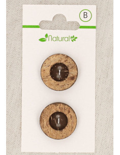 Cartão de 2 botões de madeira escura 20 mm 2 furos - Redondos