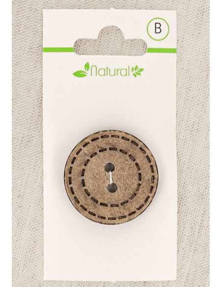 Botão de madeira natural de 1 furo 28 mm 2 buracos - Pontos circulares