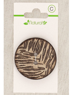 Botão de madeira natural de 1 peça 38 mm 2 furos - Folhagem
