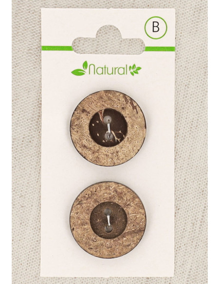 Botão de madeira escura com 2 furos 23 mm - Redondo