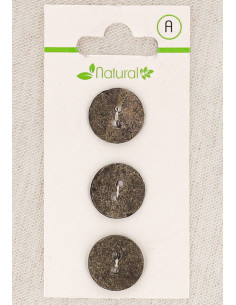 Cartela de 3 botões taupe 15 mm 2 furos - Texturizados