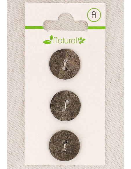 Cartela de 3 botões taupe 15 mm 2 furos - Texturizados