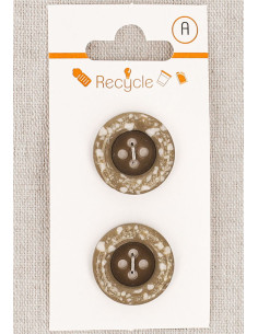 Cartela de 2 botões taupe 20 mm 4 furos - Borda enrolada