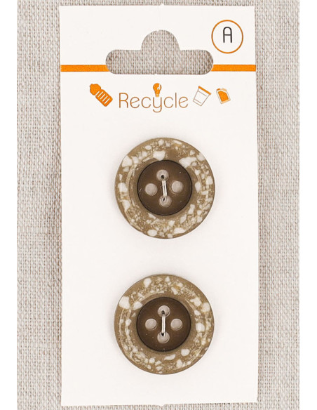 Cartela de 2 botões taupe 20 mm 4 furos - Borda enrolada
