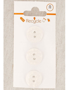 Cartão de 3 botões brancos 15 mm 2 furos - Terrazzo