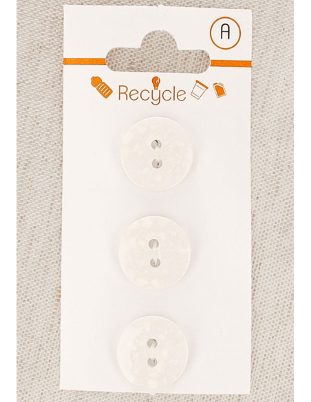 Cartão de 3 botões brancos 15 mm 2 furos - Terrazzo