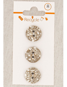 Cartela de 3 botões taupe 15 mm 2 furos - Terrazzo