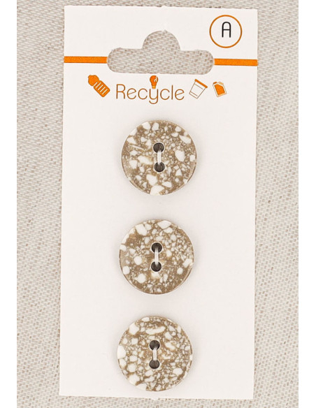 Cartela de 3 botões taupe 15 mm 2 furos - Terrazzo