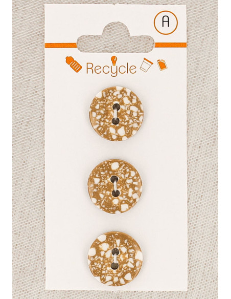 Cartela de 3 botões camelo 15 mm 2 furos - Terrazzo