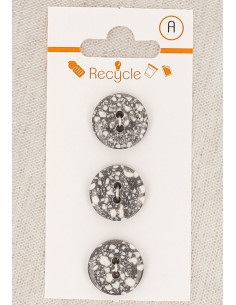 Cartão de 3 botões cinza 15 mm 2 furos - Terrazzo