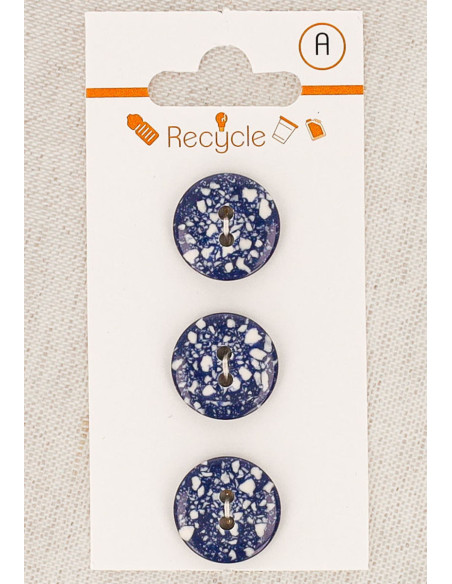 Cartão com 3 botões azul jeans 15 mm 2 furos - Terrazzo