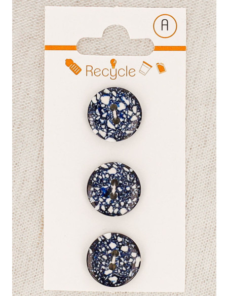 Cartela de 3 botões azul-marinho 15 mm 2 furos - Terrazzo
