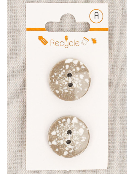 Cartela de 2 botões taupe 20 mm 2 furos - Terrazzo