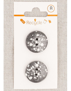 Cartão de 2 botões cinza 20 mm 2 furos - Terrazzo
