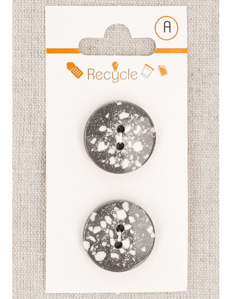 Cartão de 2 botões cinza 20 mm 2 furos - Terrazzo