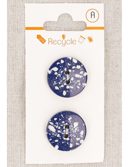 Cartela de 2 botões azul jeans 20 mm 2 furos - Terrazzo
