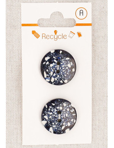 Cartela de 2 botões azul-marinho 20 mm 2 furos - Terrazzo