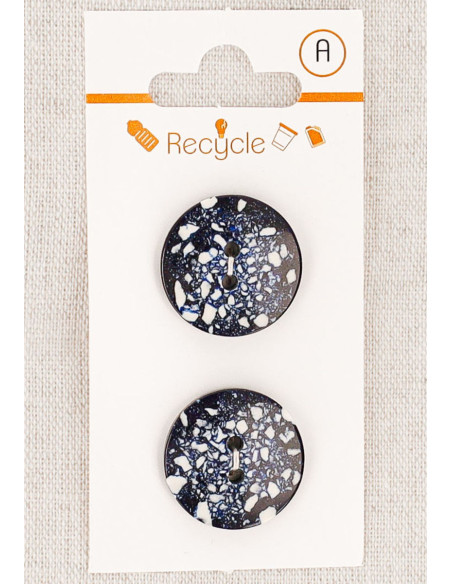 Cartela de 2 botões azul-marinho 20 mm 2 furos - Terrazzo
