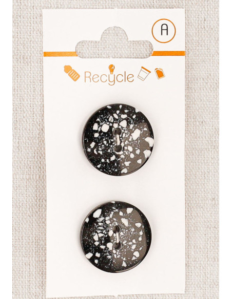 Cartela de 2 botões pretos 20 mm 2 furos - Terrazzo