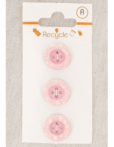 Cartão de 3 botões rosa 15 mm 4 furos - Borda enrolada terrazzo