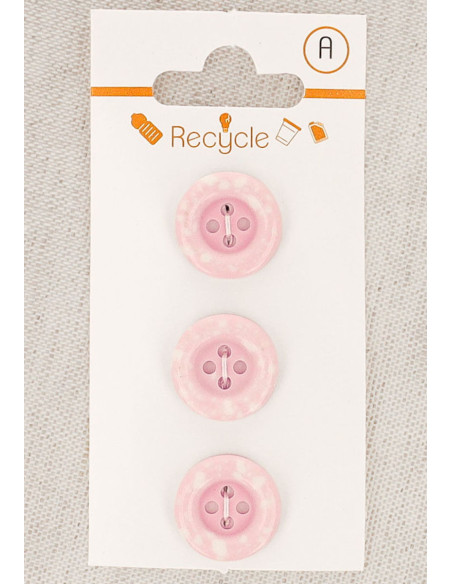 Cartão de 3 botões rosa 15 mm 4 furos - Borda enrolada terrazzo