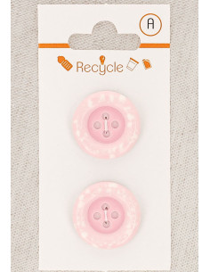 Cartão de 2 botões rosa 20 mm 4 furos - Borda enrolada terrazzo