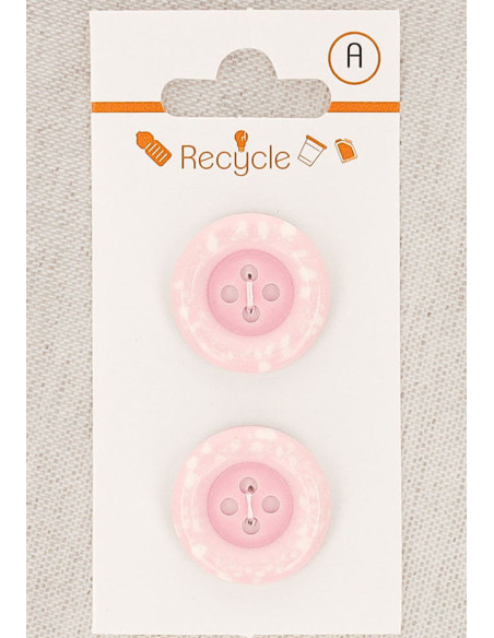 Cartão de 2 botões rosa 20 mm 4 furos - Borda enrolada terrazzo