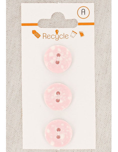 Cartão de 3 botões rosa 15 mm 2 furos - Terrazzo