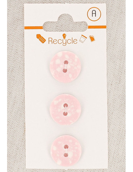 Cartão de 3 botões rosa 15 mm 2 furos - Terrazzo