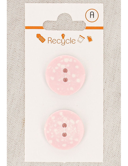 Cartão de 2 botões rosa 20 mm 2 furos - Terrazzo