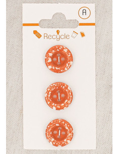 Cartão de 3 botões de cobre 15 mm 4 furos - Borda enrolada terrazzo