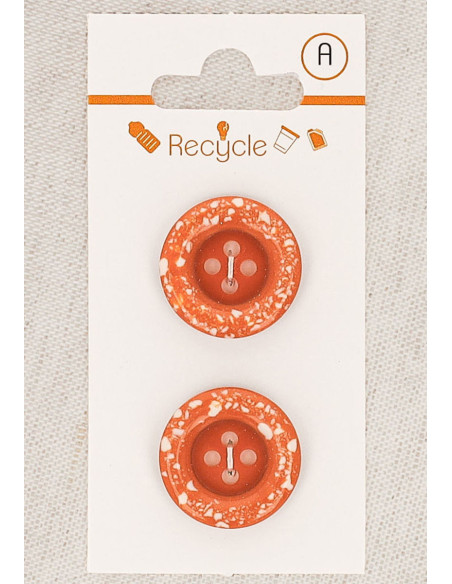 Cartão de 2 botões de cobre 20 mm 4 furos - Borda enrolada terrazzo