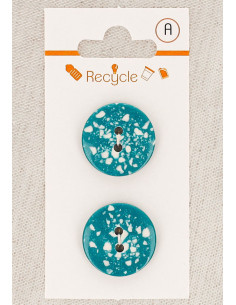 Cartela de 2 botões turquesa 20 mm 2 furos - Terrazzo