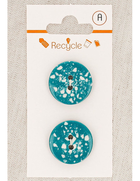 Cartela de 2 botões turquesa 20 mm 2 furos - Terrazzo
