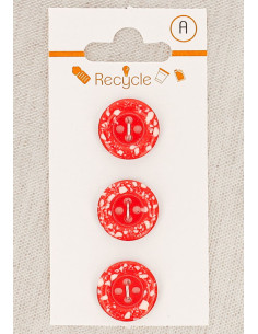 Cartão de 3 botões vermelhos 15 mm 4 furos - Borda enrolada terrazzo
