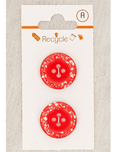 Cartão de 2 botões vermelhos 20 mm 4 furos - Borda enrolada terrazzo