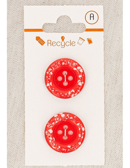 Cartão de 2 botões vermelhos 20 mm 4 furos - Borda enrolada terrazzo
