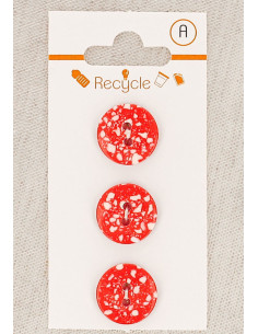 Cartão de 3 botões vermelhos 15 mm 2 furos - Terrazzo