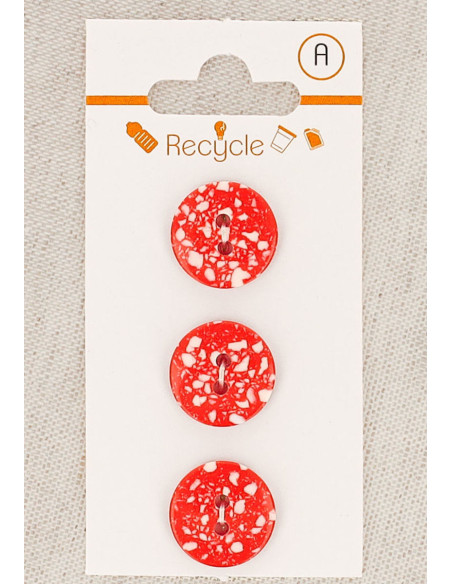 Cartão de 3 botões vermelhos 15 mm 2 furos - Terrazzo