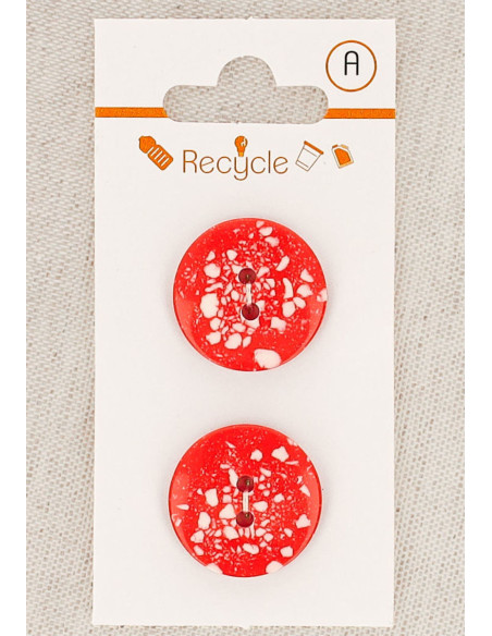 Cartão de 2 botões vermelhos 20 mm 2 furos - Terrazzo
