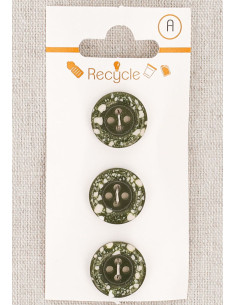 Cartela de 3 botões cáqui 15 mm 4 furos - Borda enrolada terrazzo