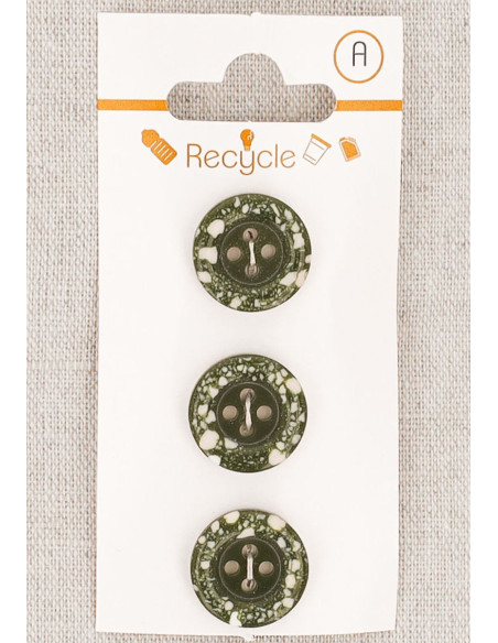 Cartela de 3 botões cáqui 15 mm 4 furos - Borda enrolada terrazzo