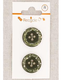 Cartela de 2 botões cáqui 20 mm 4 furos - Borda enrolada terrazzo