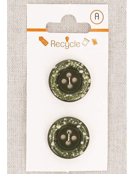 Cartela de 2 botões cáqui 20 mm 4 furos - Borda enrolada terrazzo