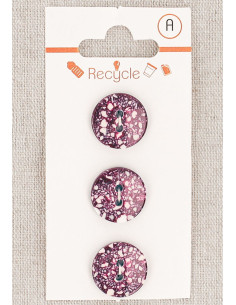Cartão de 3 botões roxos 15 mm 2 furos - Terrazzo