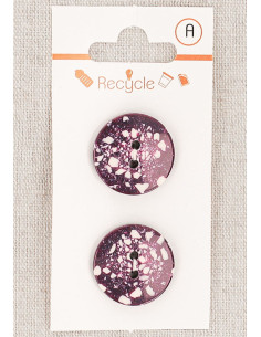 Cartão de 2 botões roxos 20 mm 2 furos - Terrazzo