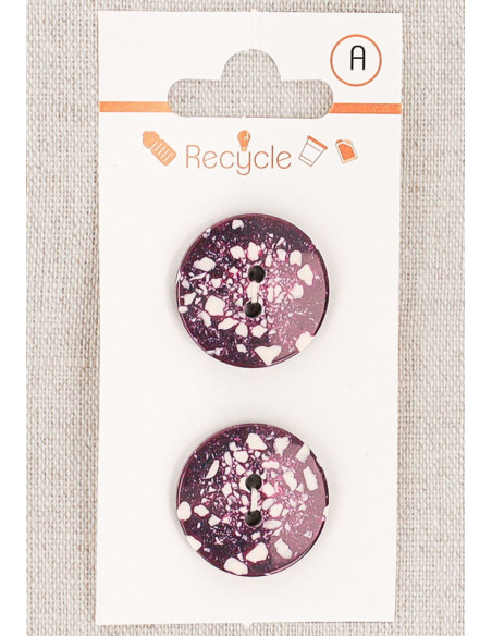 Cartão de 2 botões roxos 20 mm 2 furos - Terrazzo