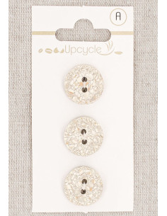 Cartão de 3 botões cinza 15 mm 2 furos - Salpicados