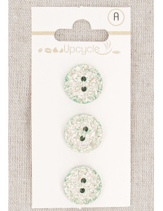 Cartela de 3 botões menta 15 mm 2 furos - Salpicados